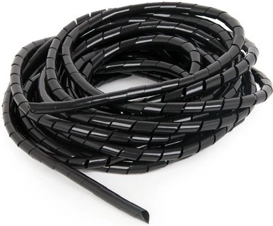 Kabeļu organizators – spirālveida aizsardzība 12 mm, 10 m, melna