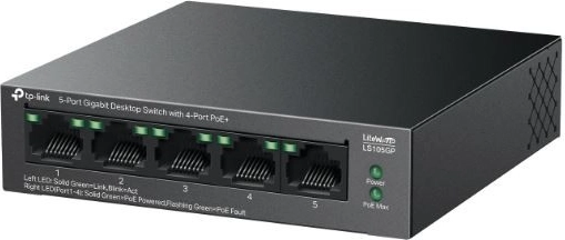 5 portu Gigabit darbvirsmas komutators ar PoE+