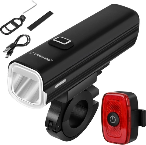 Trizand LED velosipēda lukturis 1000 lm USB-C ar powerbanku (priekšējais + aizmugurējais)