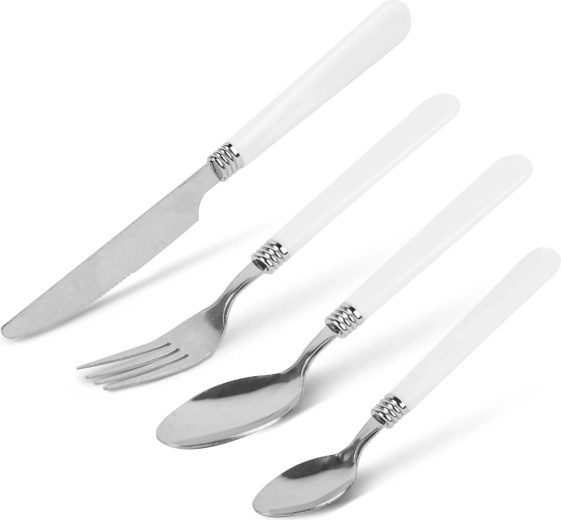 Cutlery Set with Draining Organizer, White, 16 Pieces