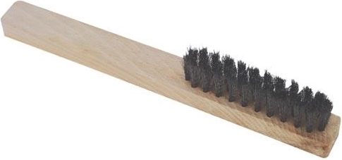 Wooden spark plug brush with brass wire, 3 rows