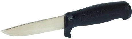 Technical knife with reinforced blade and leather sheath