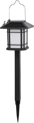 Saules dārza laterna ar zemes ieduramu mietiņu, 12 LED, nerūsējošais tērauds un melna, 40 cm