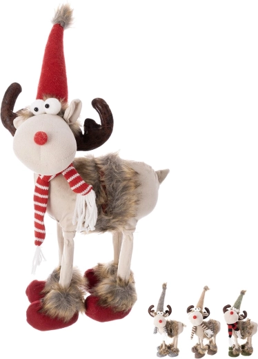 Christmas reindeer decoration made of polyester and metal 37 cm (4 variants)
