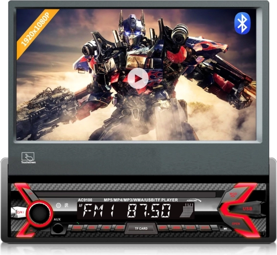 Automašīnas radio Audiocore AC9100 ar izbīdāmu 7" skārienekrānu, Bluetooth un USB