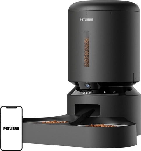 Petlibro Granary barības dozators ar kameru un dubulto bļodu, 5 l (melns)