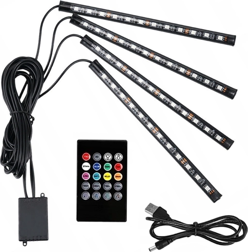 RGB LED automašīnas salona apgaismojums ar skaņas sensoru