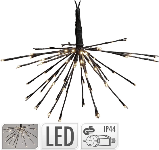 Piekarināma gaismas dekorācija 45 cm, 72 LED, silti balta, melna