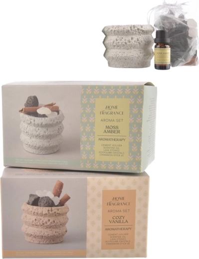 Dāvanu komplekts cementa “akmeņi” ar aromātiskajām eļļām 9 × 7 cm (2 varianti)