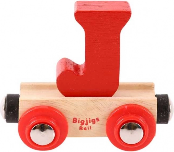 Bigjigs Rail vagoniņš koka vilcieniņa trasei – burts J