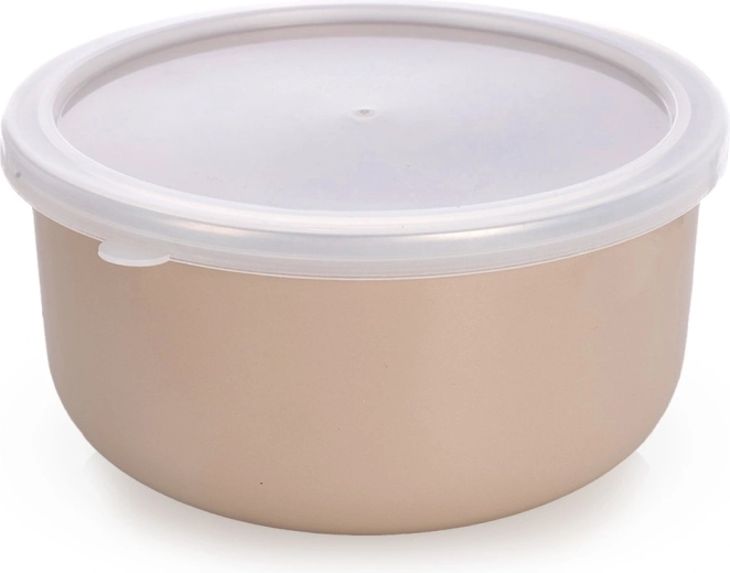 Emaljēta bļoda ar vāku, bēša 16,5 cm, 1,3 l