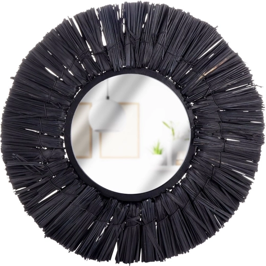 Melns apaļš sienas spogulis Home Styling Collection 32 cm
