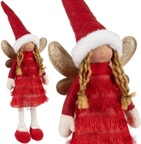 Ziemassvētku dekorācija feja/eņģelis/elfs sarkanā krāsā Ruhhy - 1 gabals