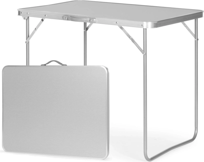 Saliekams tūrisma galds kofera formā ar rokturi 80 × 60 × 70 cm, sudraba krāsā – 1 gab.