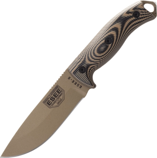 ESEE Model 5 izdzīvošanas nazis 13,2 cm, Dark Earth, G10, Kydex maksts