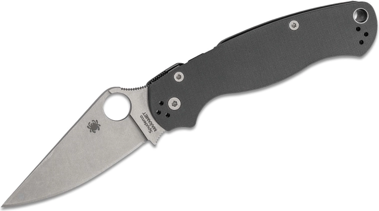 Kabatas nazis Spyderco Para Military 2 Maxamet, 8,7 cm, stonewash, pelēks, G10