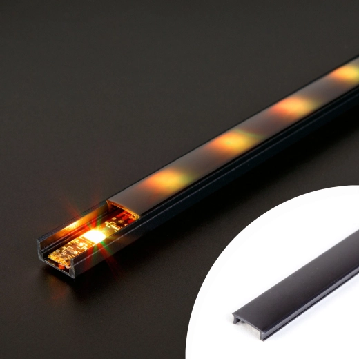 Melns opāla pārsegs LED alumīnija profilam, 1000 mm