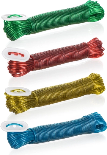 PVC veļas aukla 20 m ar tērauda trosi – krāsu mikss
