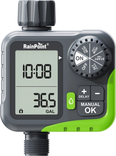 RainPoint irrigation controller with water consumption meter