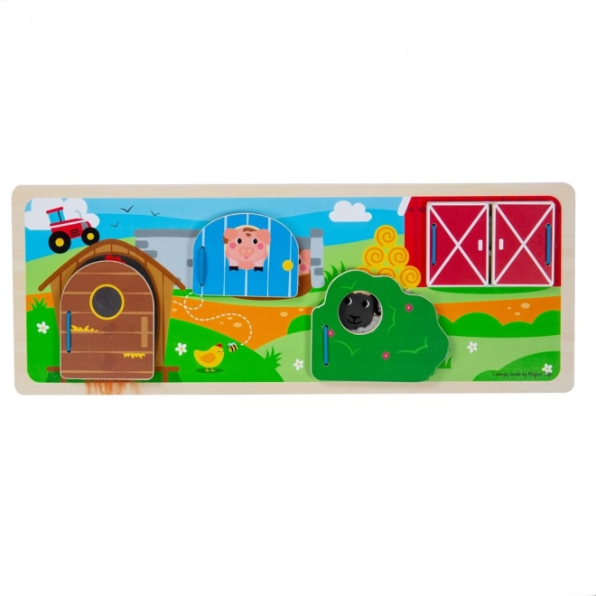 Sensorā koka puzle ferma BIGJIGS TOYS