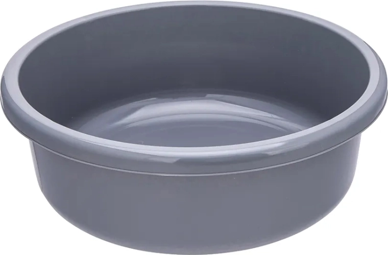Apaļa plastmasas bļoda 9 l pelēka 36 cm