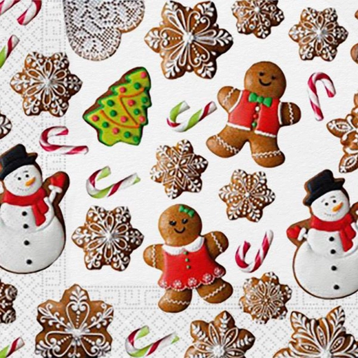 Christmas Napkins Gingerbread, 3-ply 33 × 33 cm