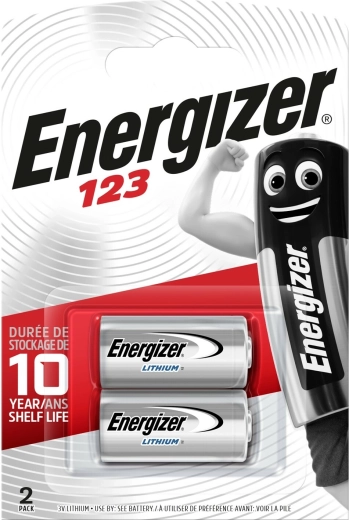 Litija baterijas ENERGIZER 123 CR123A 3 V, 2 gab.