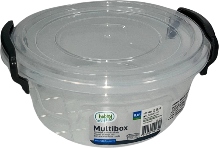 Plastmasas apaļa pārtikas kārba 600 ml ar vāciņu