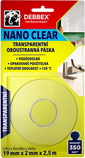 Double-sided nano tape transparent 19 × 2 mm, 2.5 m
