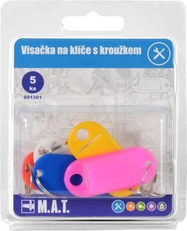 Atslēgu birkas ar gredzenu, krāsu miks (5 gab.)