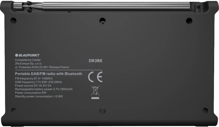 Compact radio with rechargeable battery