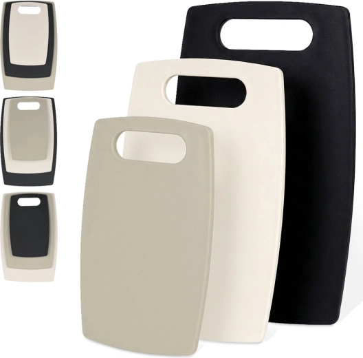 Plastmasas griešanas dēlīšu komplekts 3 gab. ar rokturi (24 × 15, 29,5 × 19,5 un 35 × 22 cm)