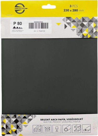 Ūdensizturīgs smilšpapīrs 230 × 280 mm, graudainība 220, 3 gab.