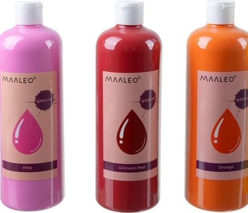 18 piesātinātas krāsas 500 ml tilpumā