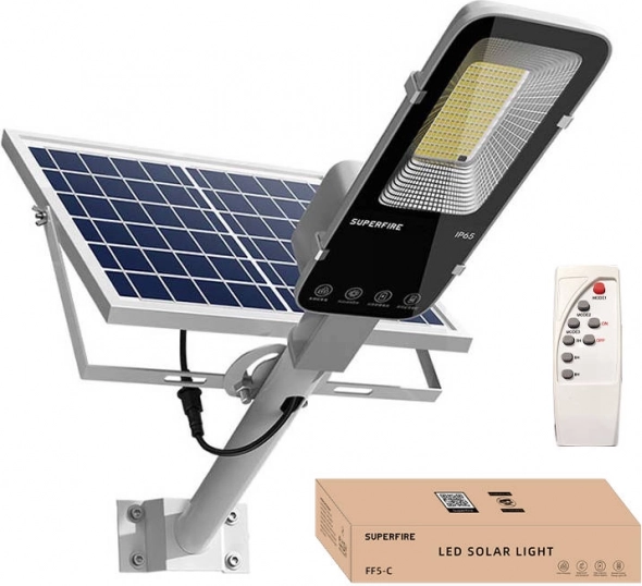 Saules LED lampa Superfire ar tālvadību, 1200 lm, IP65