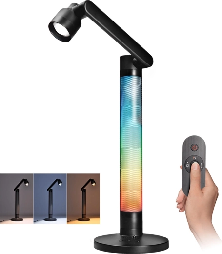 Solight LED aptumšojama galda lampiņa ar RGB fona apgaismojumu 10 W 600 lm ar tālvadības pulti