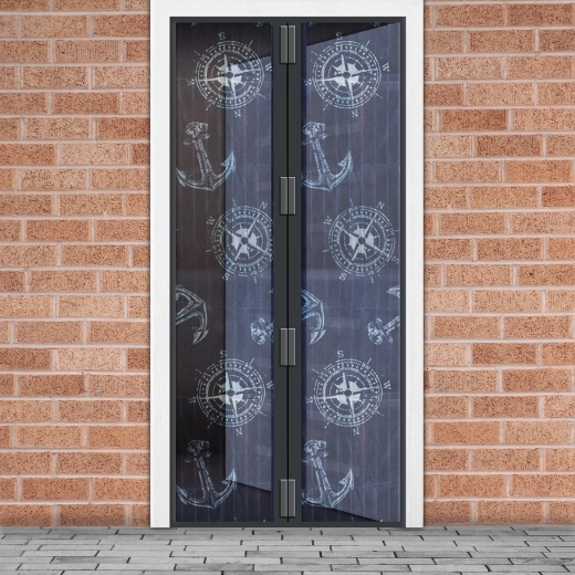 Magnetic insect screen for doors with anchor motif 100 × 210 cm