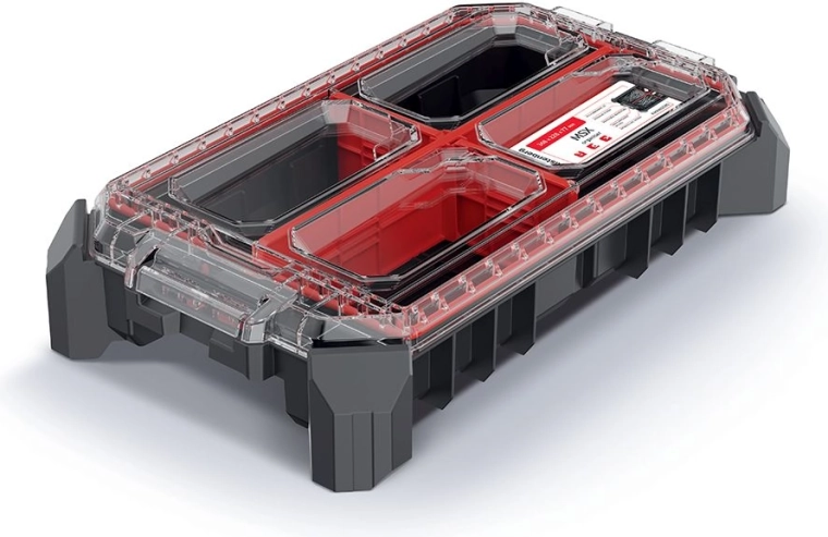 Modulārs organizators MSX 36,8 × 22,8 × 7,7 cm ar caurspīdīgu vāku