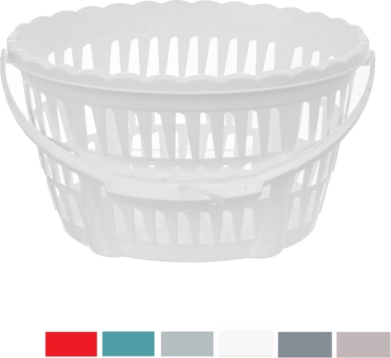 Plastic clothespin basket with handle, 22 × 18 × 13 cm (assorted colors)