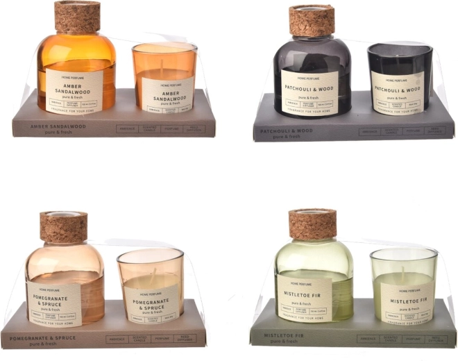 Gift set diffuser and scented candle brown 2×80 ml