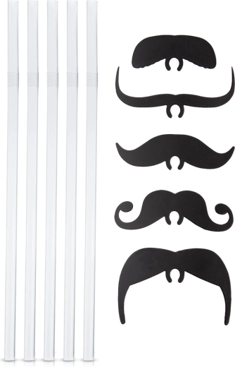 Set of bendy straws with mustaches 5 pcs