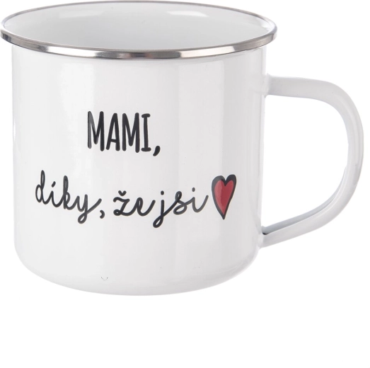 Balta metāla krūze “Mamm, paldies, ka esi” 500 ml
