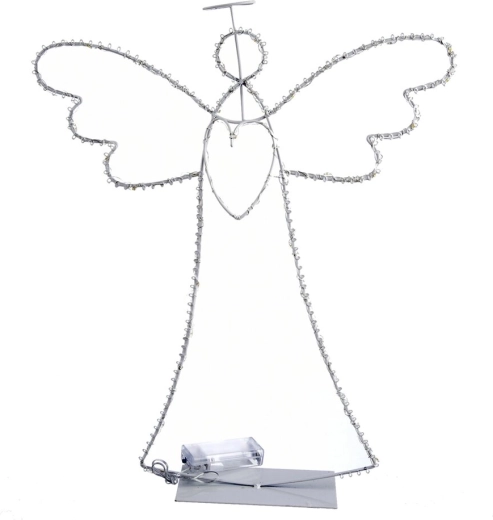 Metal angel with LED halo, white