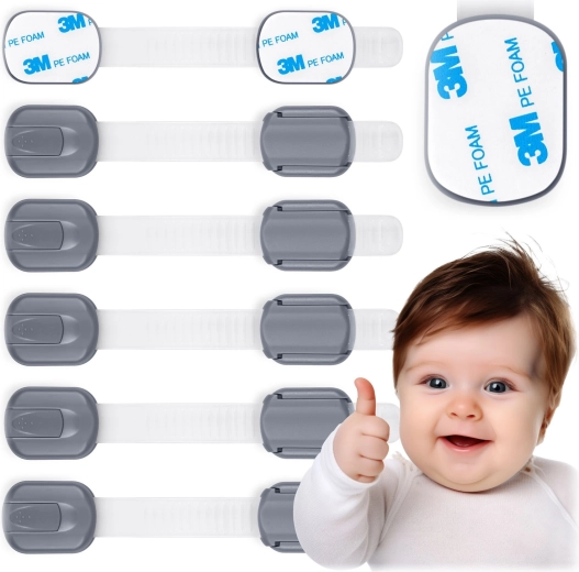 Bērnu drošības slēdzenes skapīšiem RICOKIDS, 6 gab., pelēkas