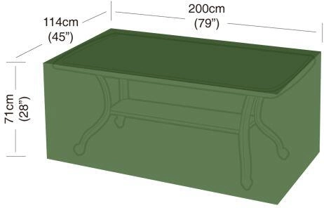 Pārsegs taisnstūra 8 vietīgam galdam 200 × 114 × 71 cm, PE 90 g/m², zaļš