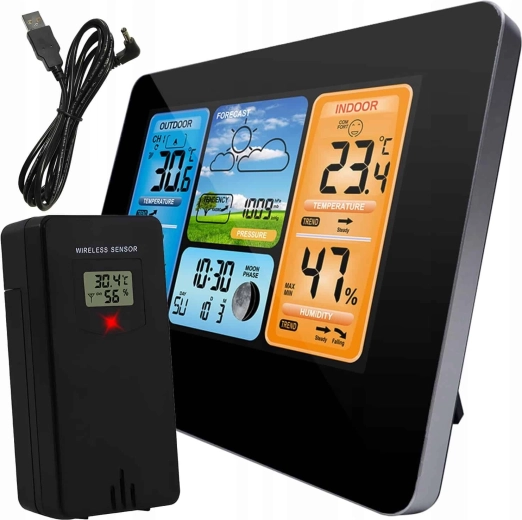RENEW FORCE meteoroloģiskā stacija ar krāsainu LCD displeju un bezvadu sensoru