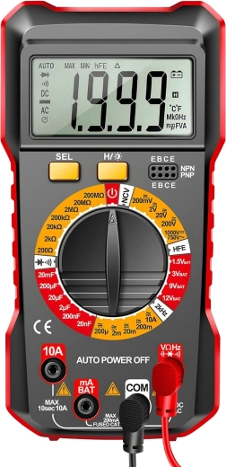 Digitālais multimetrs ar automātisko diapazonu un izgaismotu LCD displeju