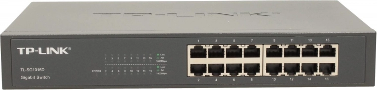 Gigabitu slēdzis 16× RJ45, galddators, L2