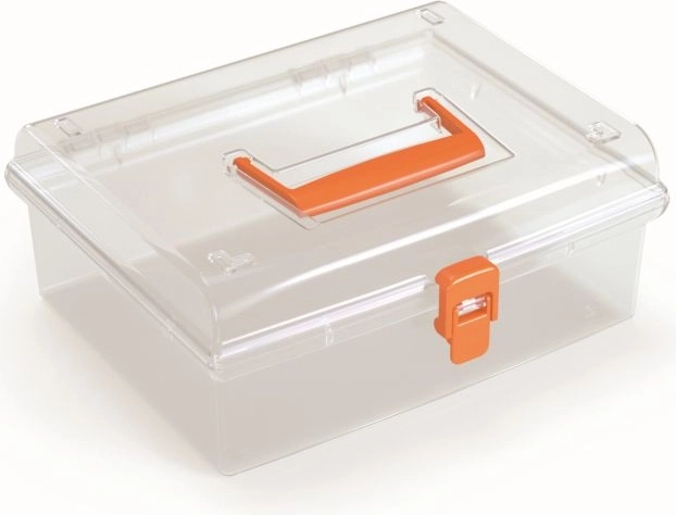 Plastmasas organizators ar caurspīdīgu vāku, oranžs 245 × 214 × 100 mm