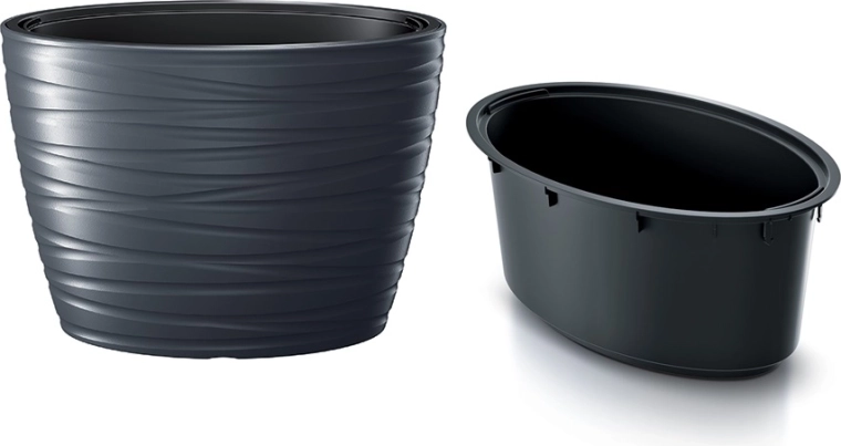Oval planter with insert MAZE 58.5 cm anthracite